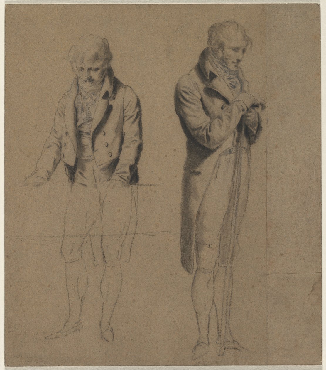 Två stående figurer Study for A Game of Billiard, ca. 1807. av Louis Leopold Boilly