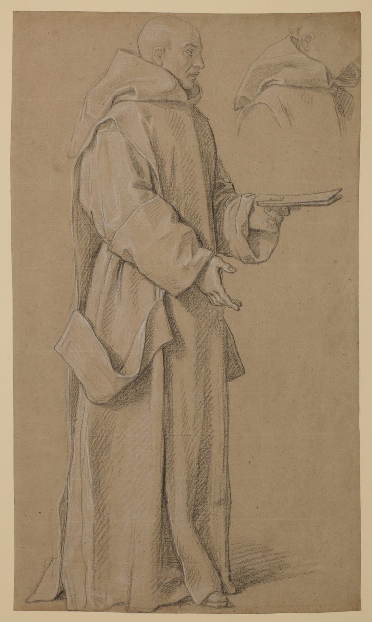 Stående munk och studie av en kåpa av Louis Licherie de Beuron (attr. to)