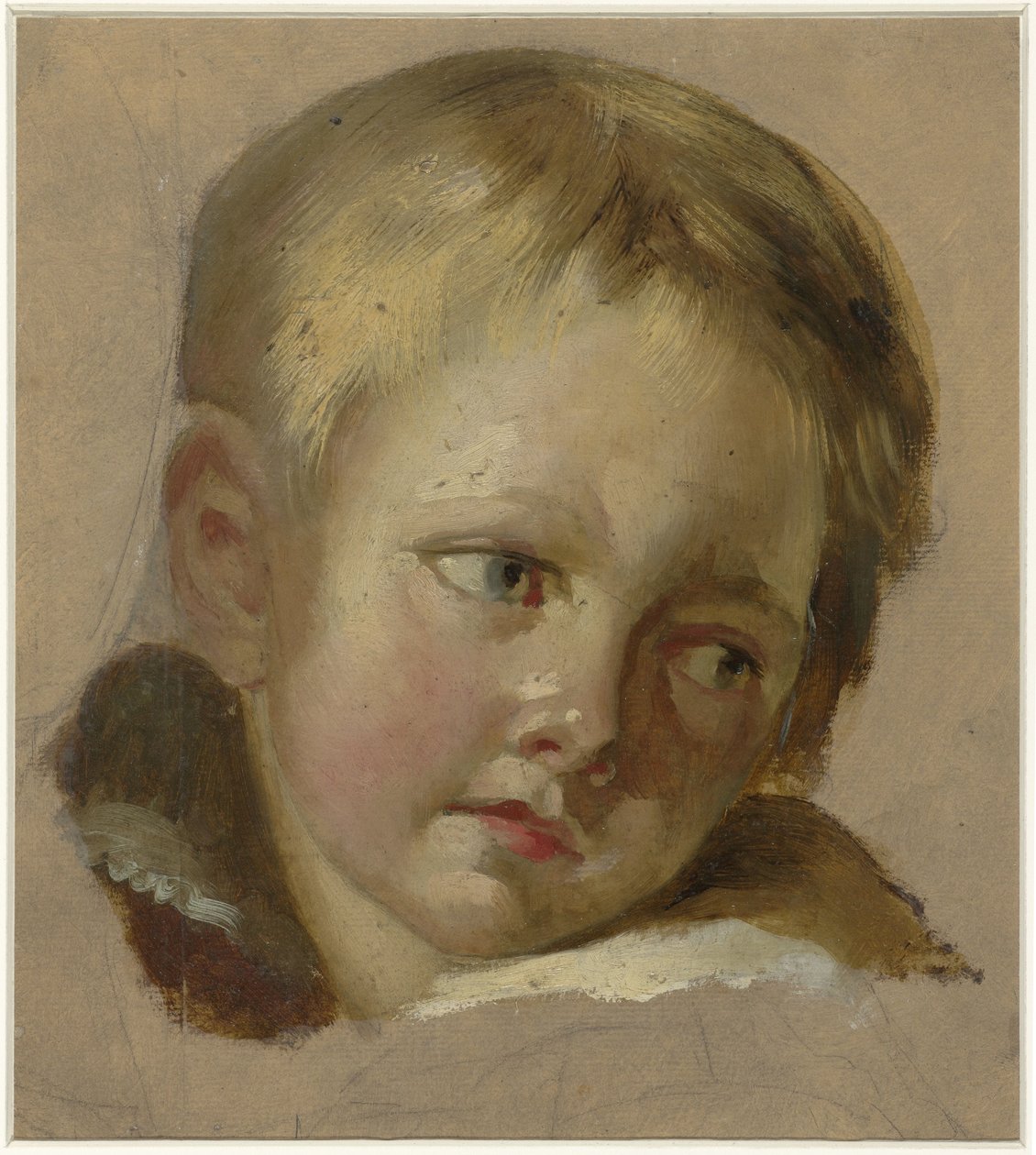 Skiss av en babys huvud med ljust blont hår av Louis Léopold Boilly (rejected attribution)