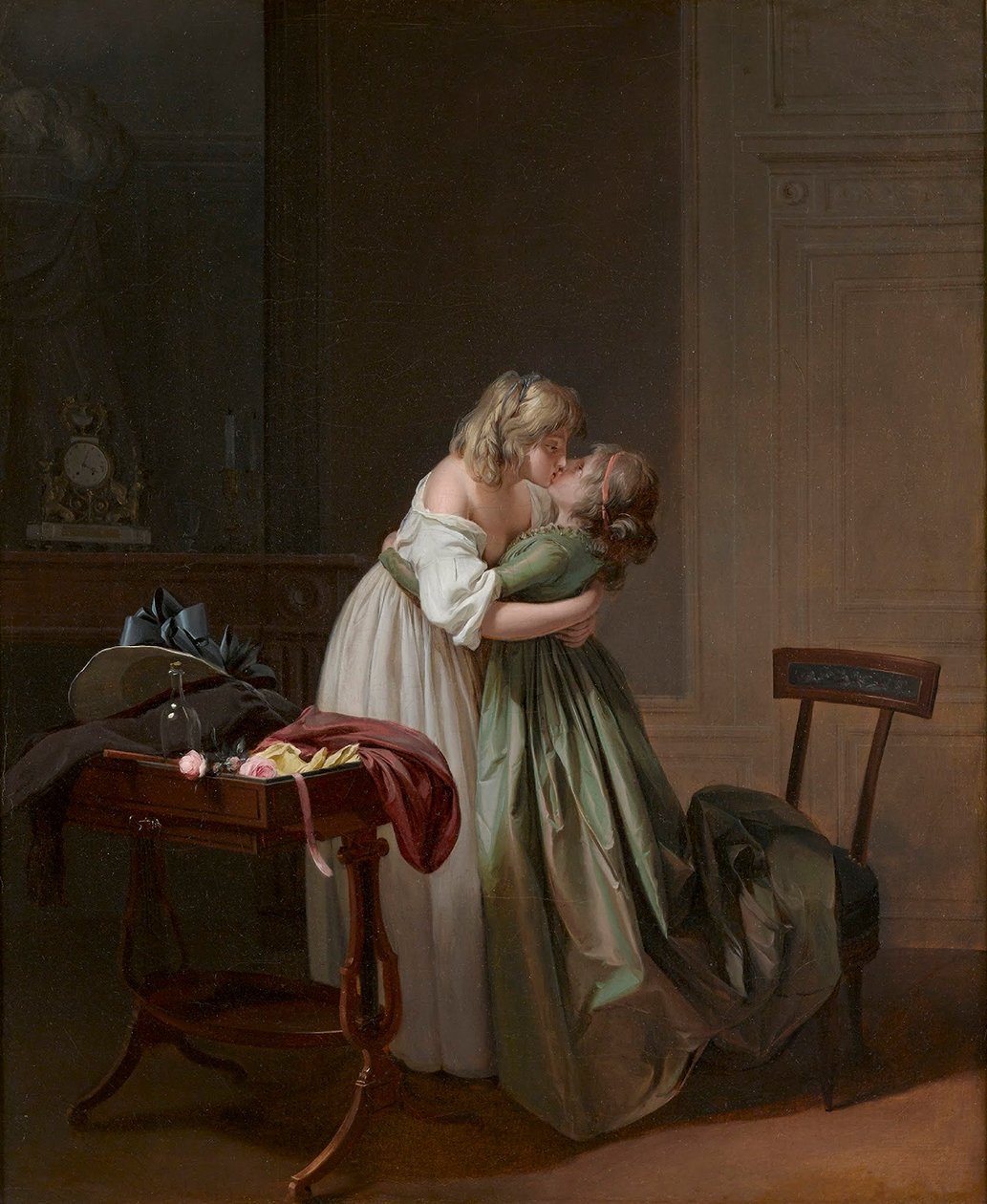 Louis-Léopold Boilly - Två unga kvinnor som kysser varandra av Louis Leopold Boilly