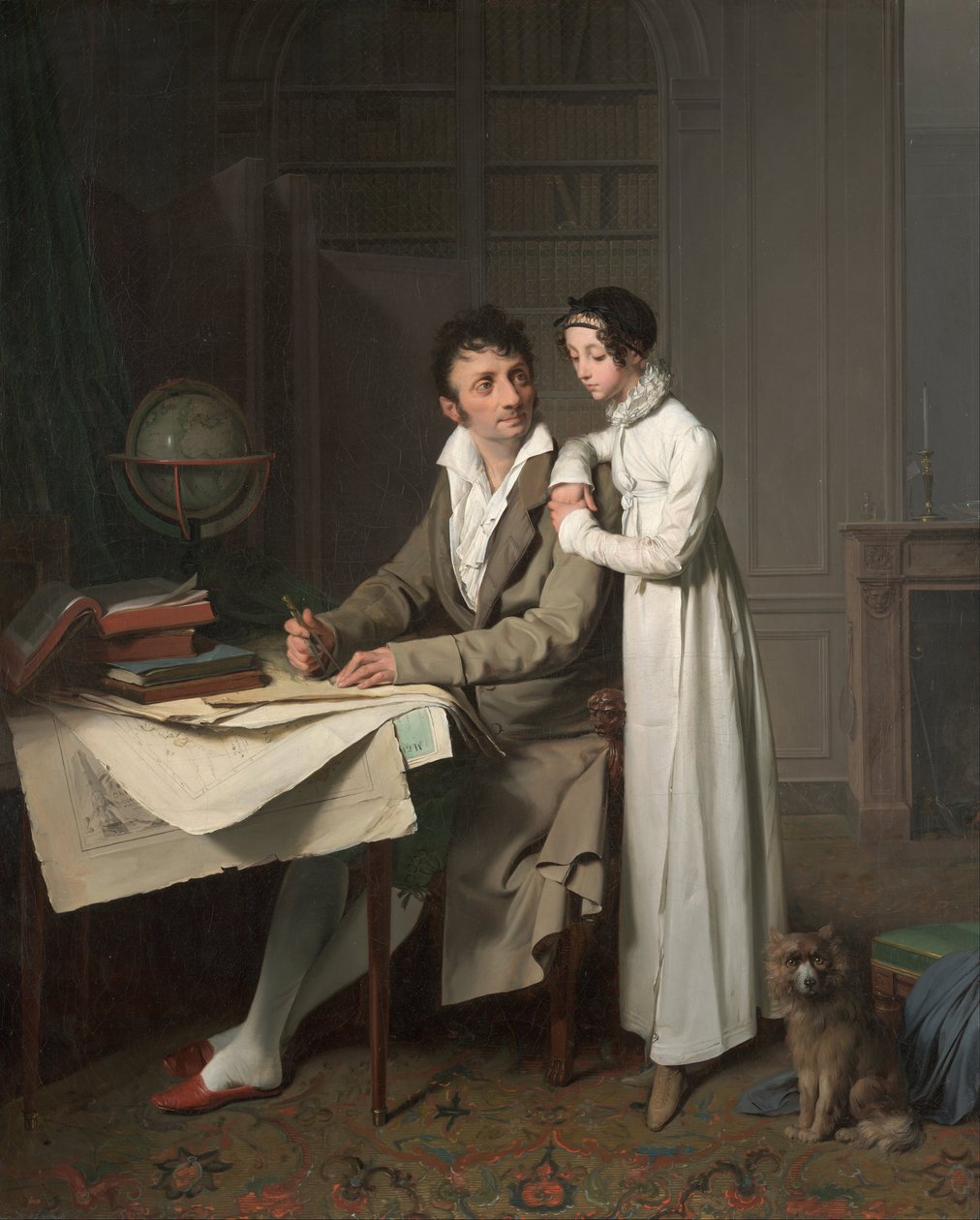 Geografilektionen (Porträtt av Monsieur Gaudry och hans dotter) av Louis Leopold Boilly