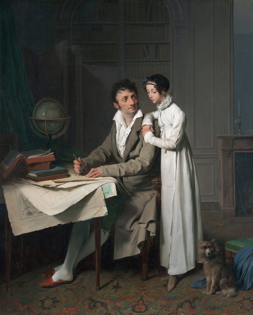Geografilektionen (Porträtt av Monsieur Gaudry och hans dotter) av Louis Leopold Boilly