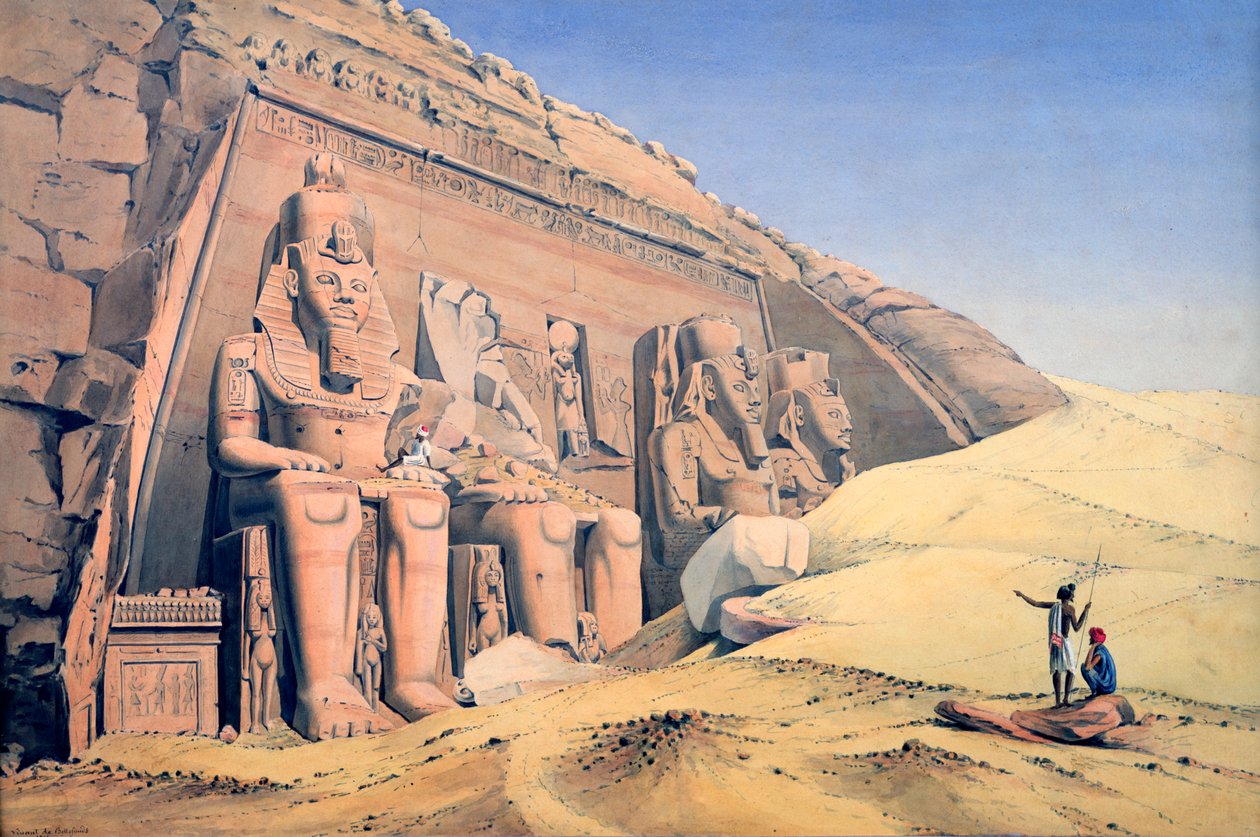 Ramses II:s stora tempel, Abu Simbel, 1846 av Louis M. A. Linant de Bellefonds,