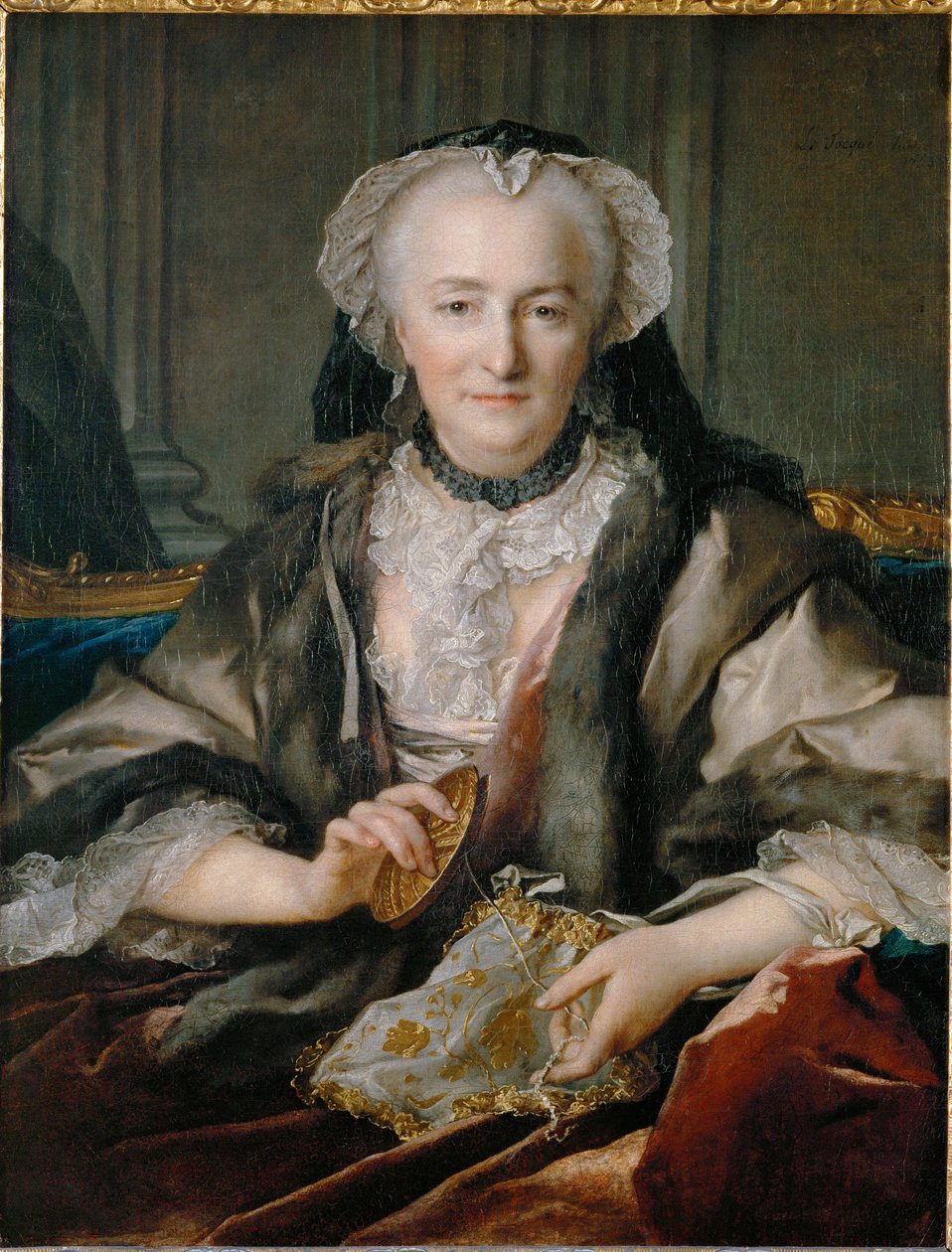 Fru Dange knyter knutar - Fru. Dange broderar ... av Louis M. Tocque