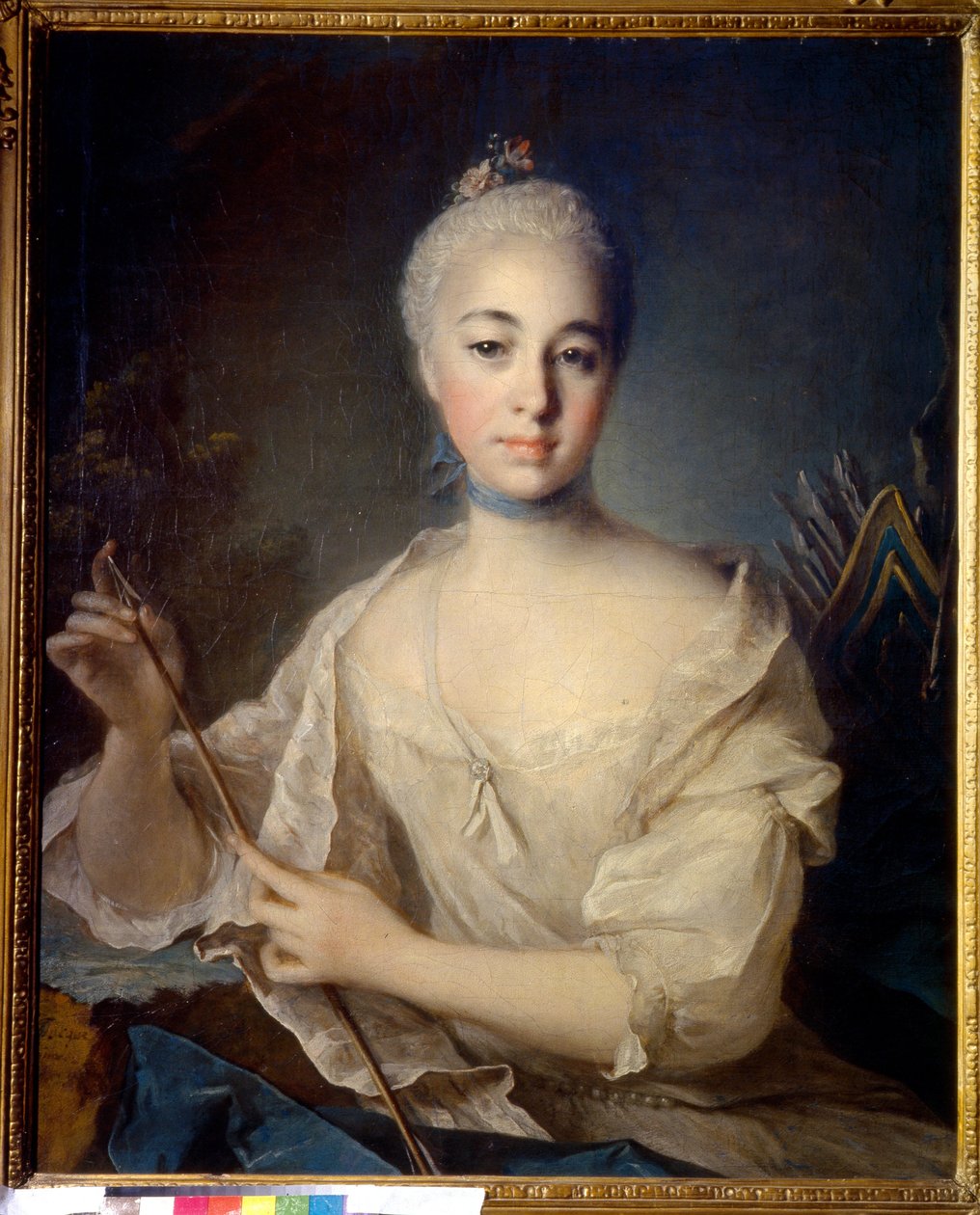 Porträtt av grevinnan Anna Vorontsova (1743-1769) (Porträtt av grevinnan A. Vorontsova). Målning av Louis Tocque (1696-1772), olja på duk, cirka 1758. Fransk konst av Louis Tocqué