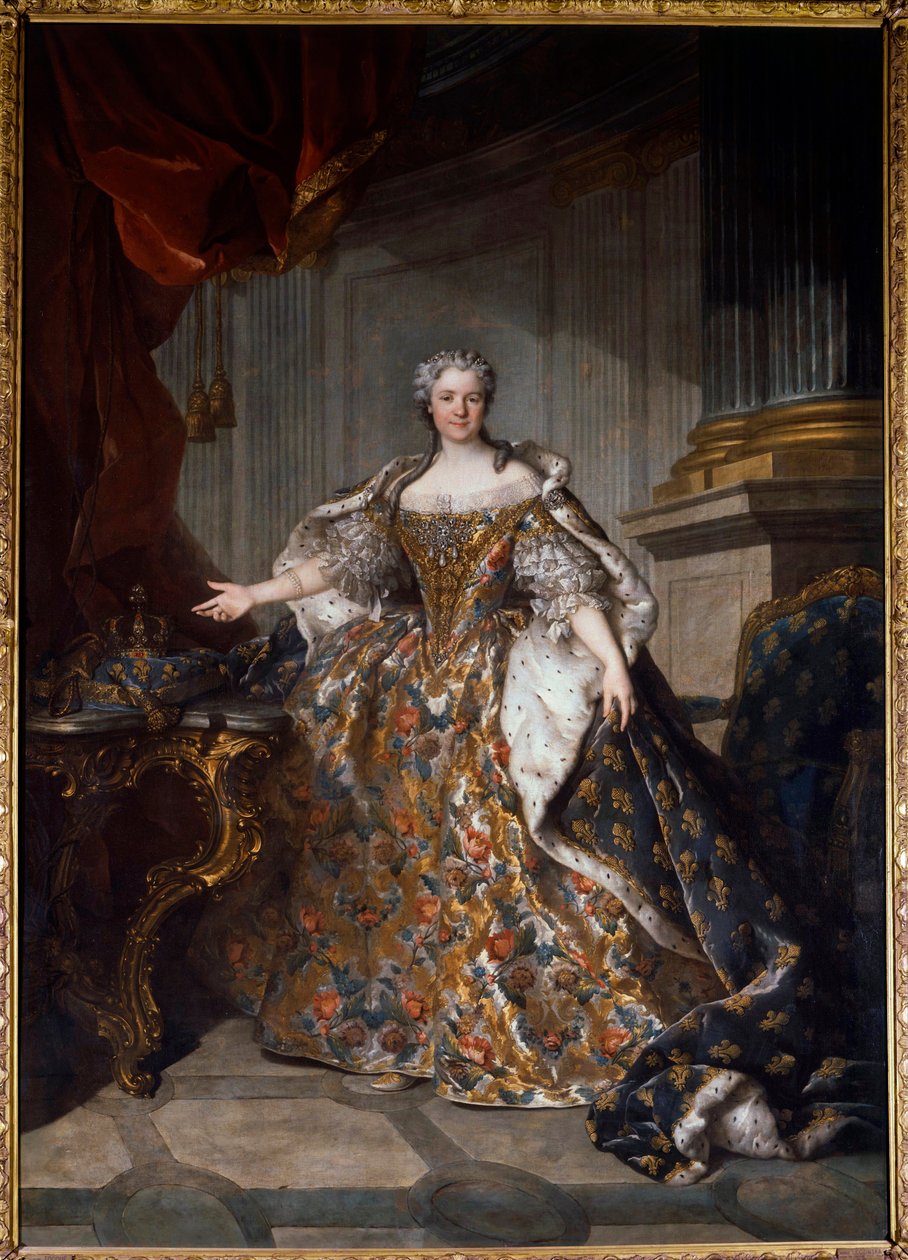Porträtt av Marie Lesczinska (Lesczynska) (1703-1768) Drottning av Frankrike Målning av Louis Tocque (1696-1772) 1740 sön. 2,77x1,91 m - Porträtt av Marie Leczinska (Leszczynska) (1703-1768) - Målning av Louis Tocque (1696-1772), olja på duk (277x7x191 cm) av Louis Tocqué