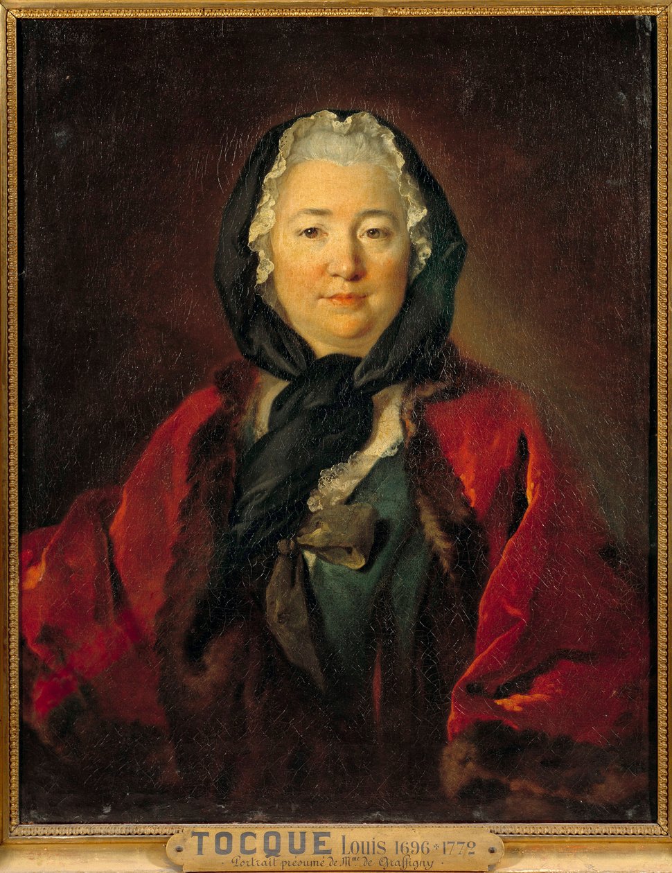 Förmodat porträtt av Madame de Graffigny (1695-1758) fransk författare Målning av Louis Tocque (1696-1772) 1700-talets sön. 0,81x0,65 m av Louis Tocqué