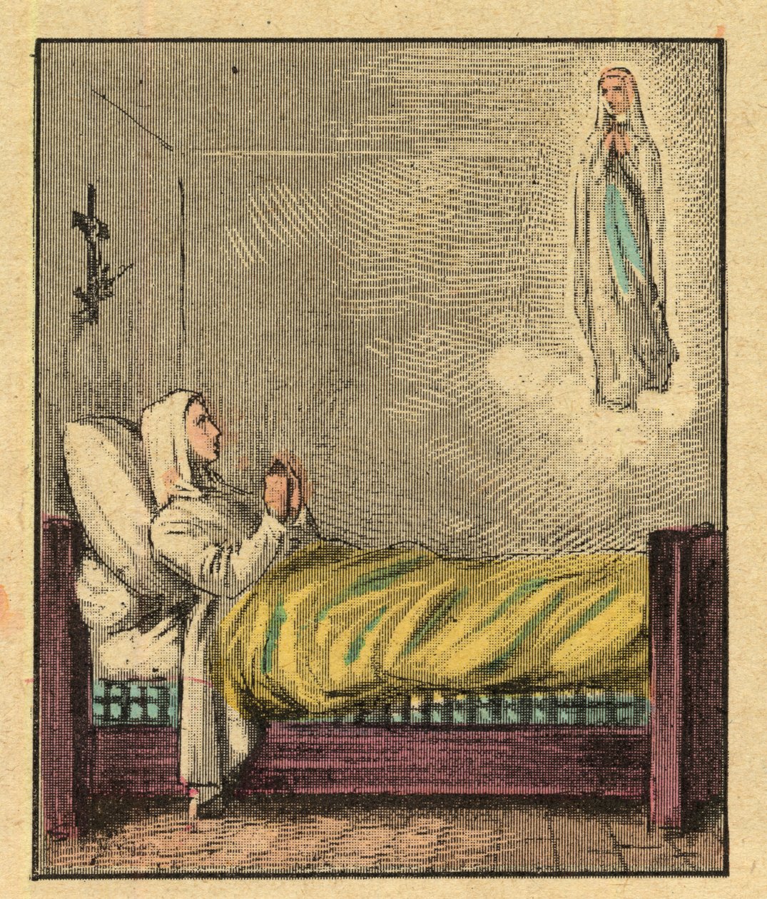 Bernadette Soubirous (1844-1879) - Gravyr från "" Religiös undervisning vid ögonen. Underbart album” av Louis Maitrejean och Georget Ramond - Frankrike 1910 av Louis Maitrejean