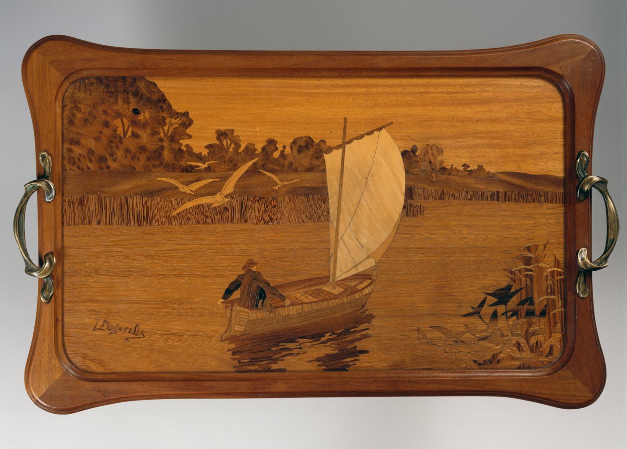 Bricka med sjöscen, av Louis Majorelle (1859-1926), trä, Frankrike, 1900-talet av Louis Majorelle