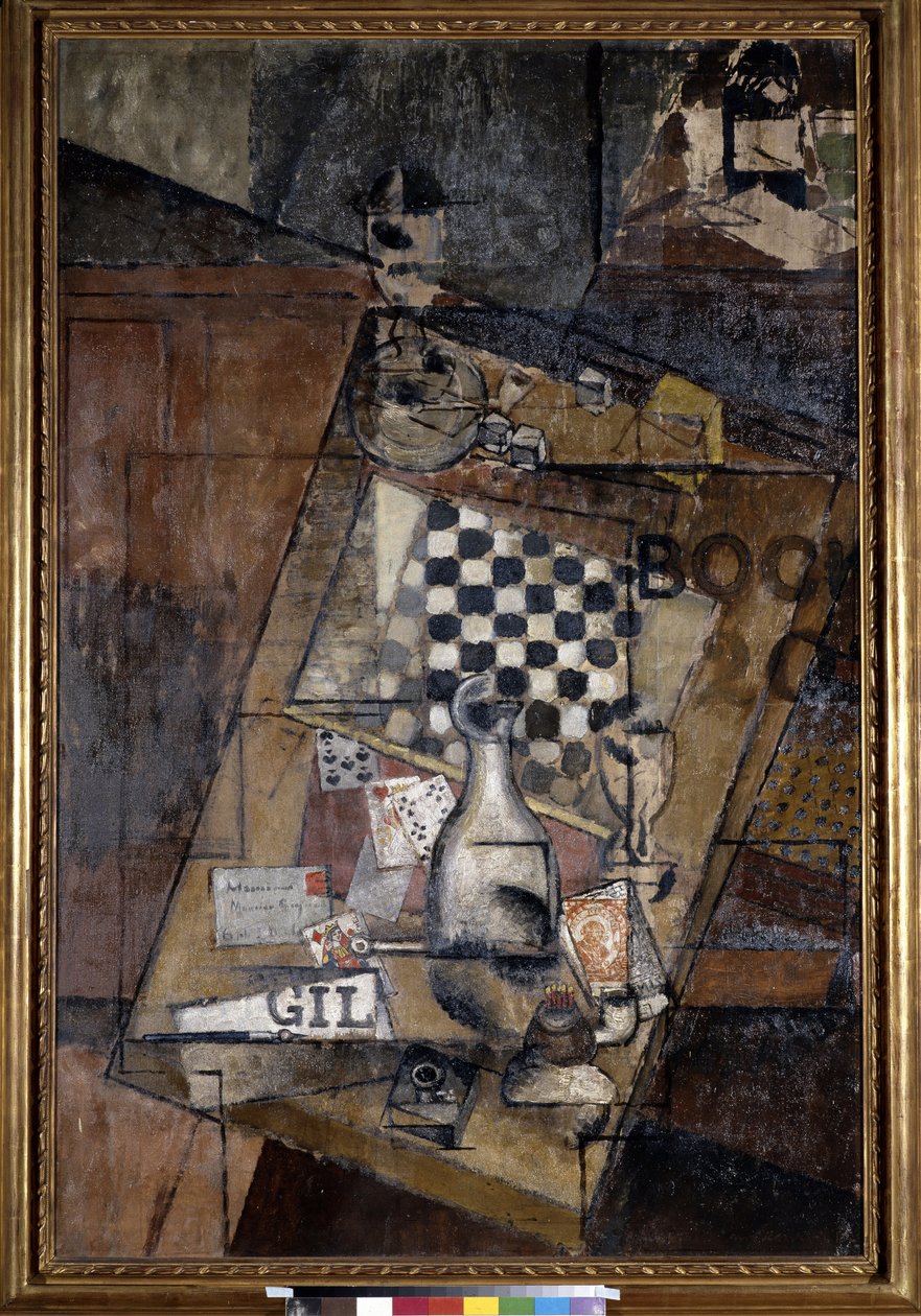 Stilleben med schack. Målning av Louis Markus känd som Louis Marcoussis (1878-1941) av Louis Marcoussis