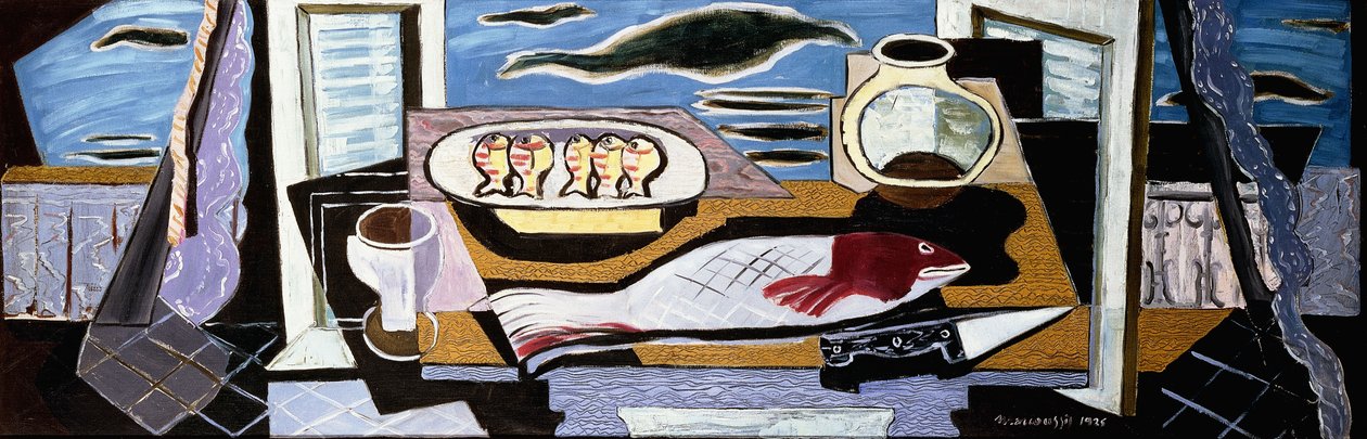 Fortfarande liv; Nature Morte, 1925 av Louis Marcoussis