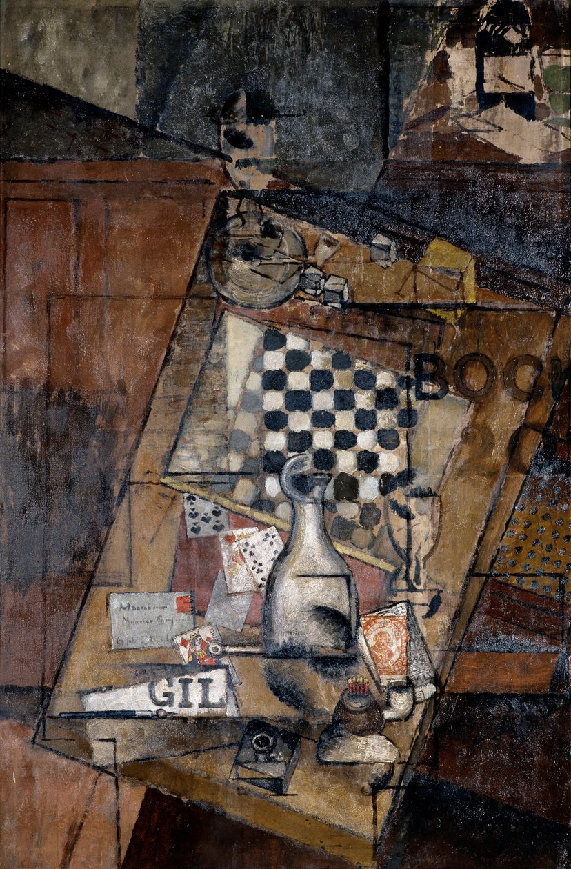 Stilleben med ett schackbräde, 1912. av Louis Marcoussis