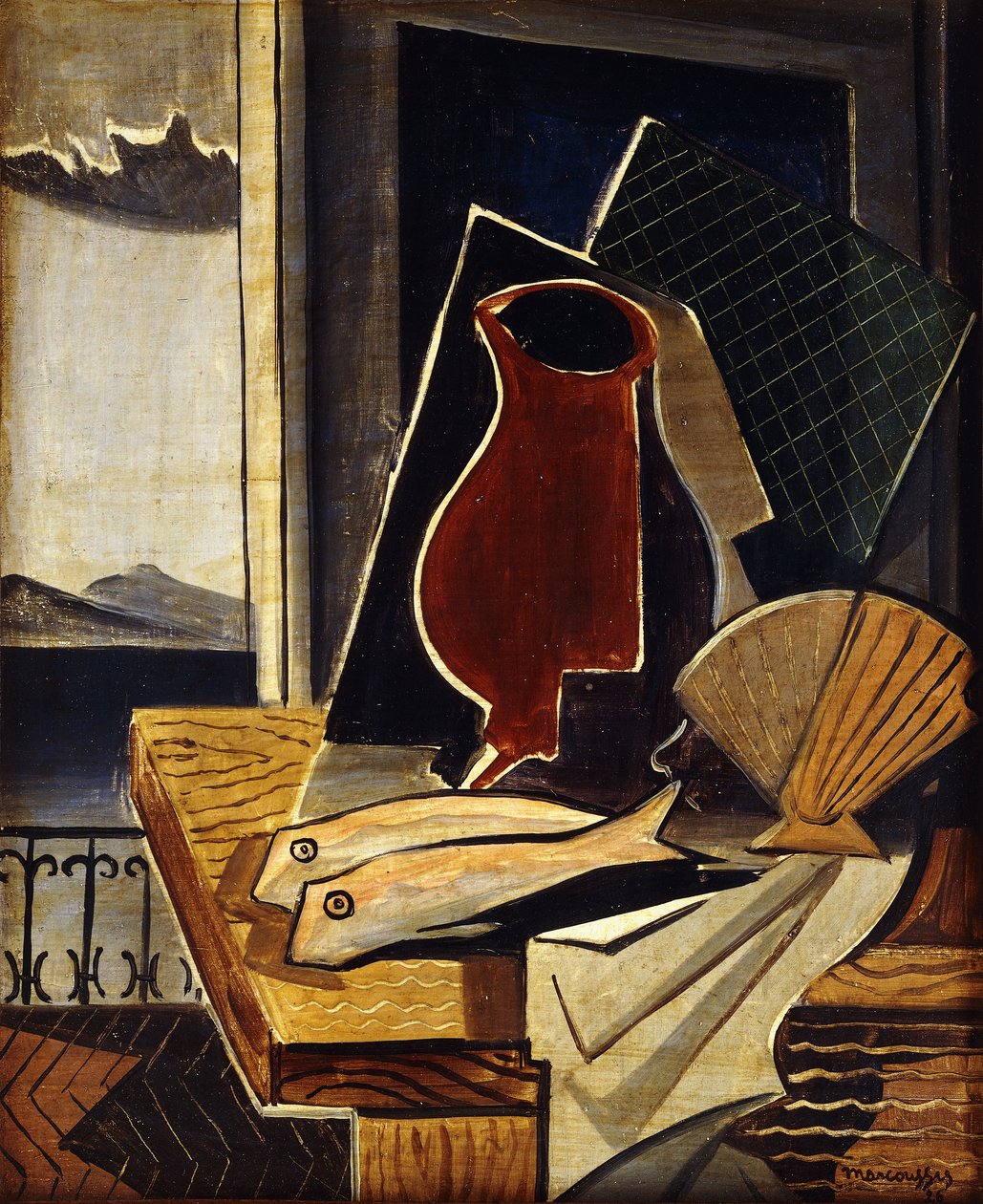 Bord framför en balkong; Table devant le Balcon, 1926 av Louis Marcoussis