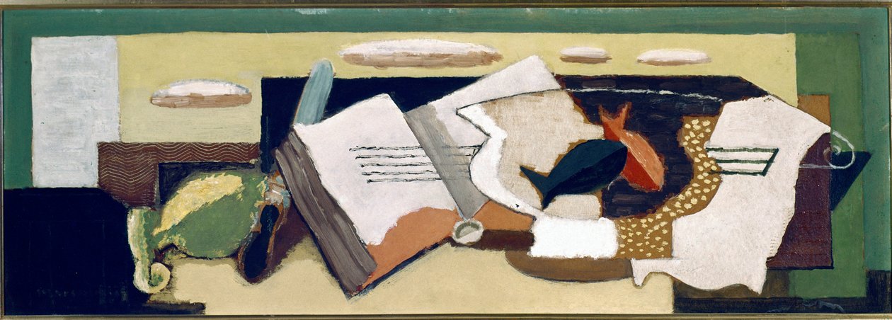 Vas med guldfisk (olja på duk av Louis Marcoussis