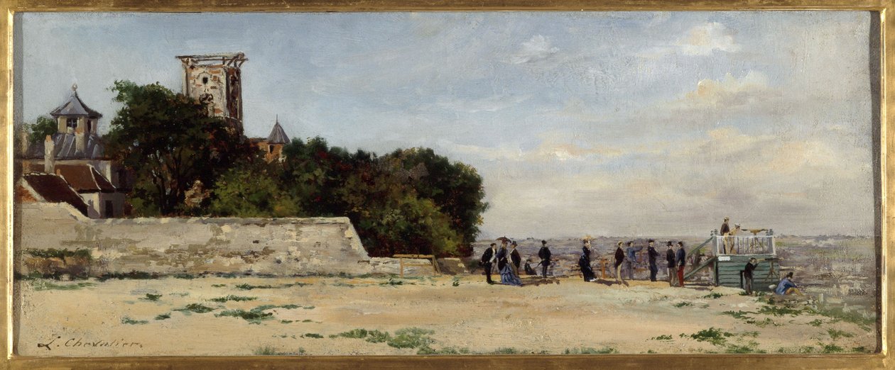 Le sommet de la butte Montmartre, avec la tour Solférino, cirka 1870, cirka 1870 (olja på duk) av Louis Marie Chevalier
