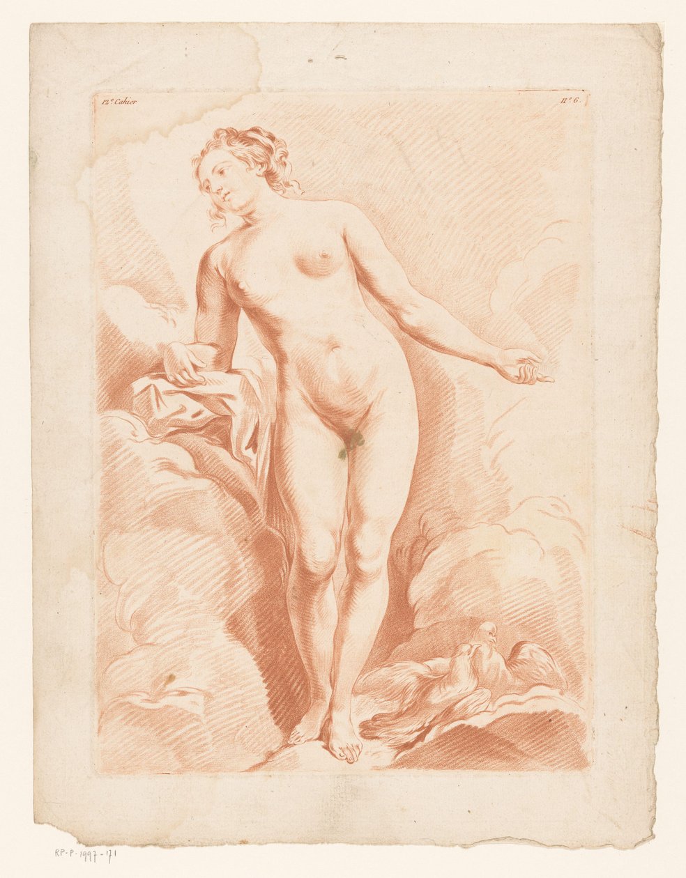 Naken Venus med två turturduvor av Louis Marin Bonnet (possibly)