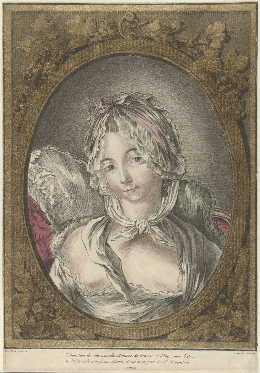 Byst av en ung kvinna med en keps av Louis Marin Bonnet