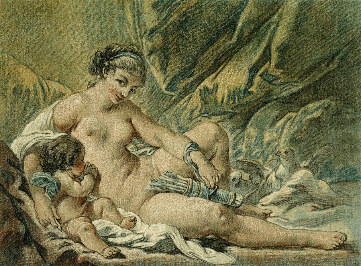 Kärlek övertygar Venus att ge upp sina vapen, efter F. Boucher; Kärlek ber Venus att lämna tillbaka sina armar, efter F. Boucher, 1768 av Louis Marin Bonnet
