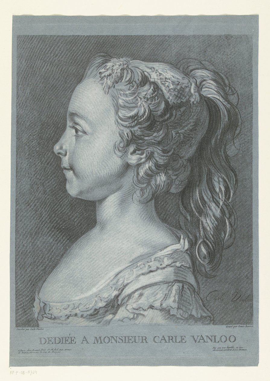 Porträtt av en ung flicka Tête de jeune fille av Louis Marin Bonnet
