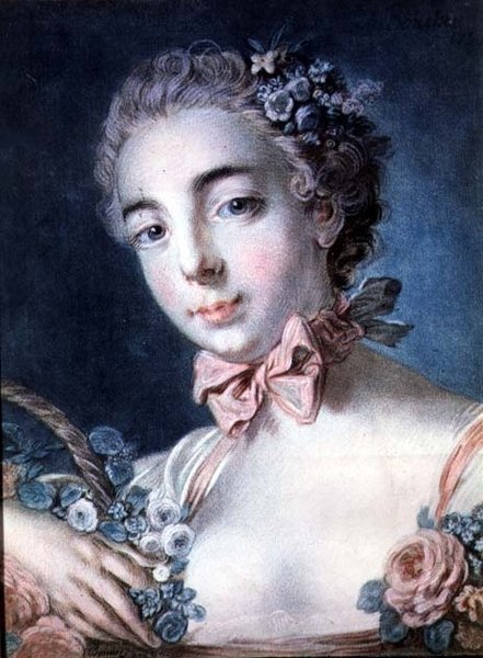 Tete de Flore, porträtt av Mme Baudion, dotter till Boucher, efter en teckning av Boucher av Louis Marin Bonnet