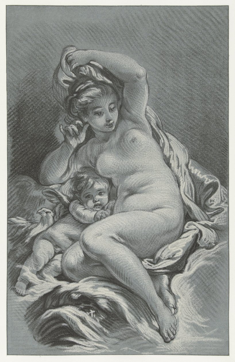 Venus i Cupido Venus och Amor på en delfin av Louis Marin Bonnet
