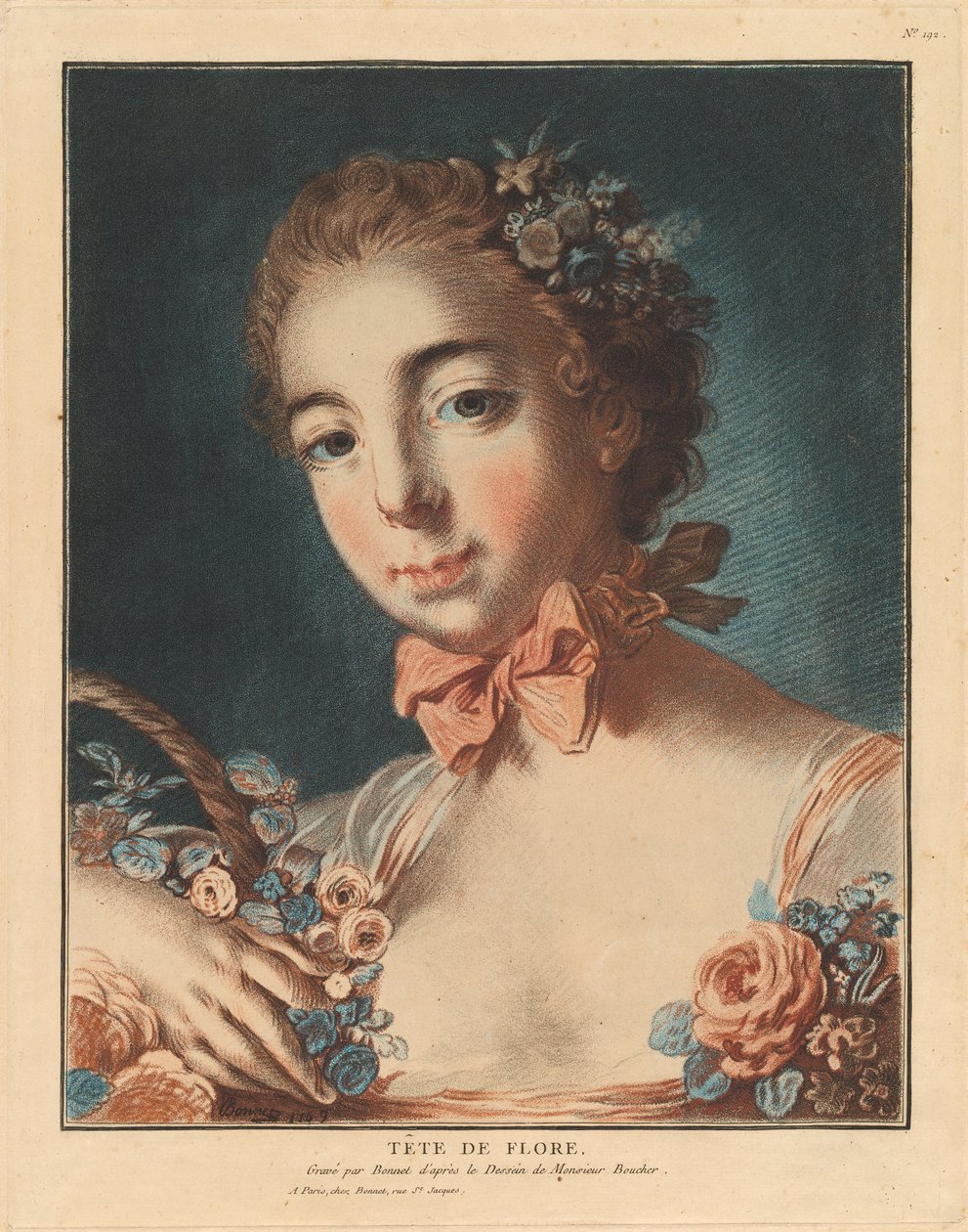 huvudet av floran av Louis Marin Bonnet after François Boucher