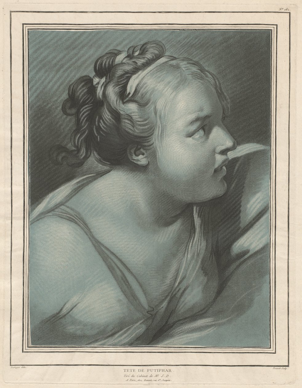 Tête de Putiphar (chef för Potifars hustru) av Louis Marin Bonnet, after Jean Baptiste Deshays