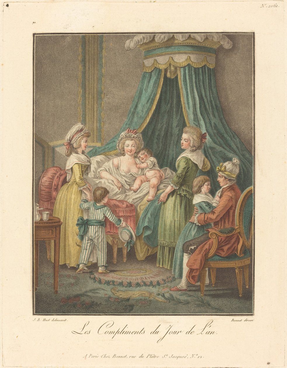 Nyårskomplimanger av Louis Marin Bonnet after Jean Baptiste Hüet, I