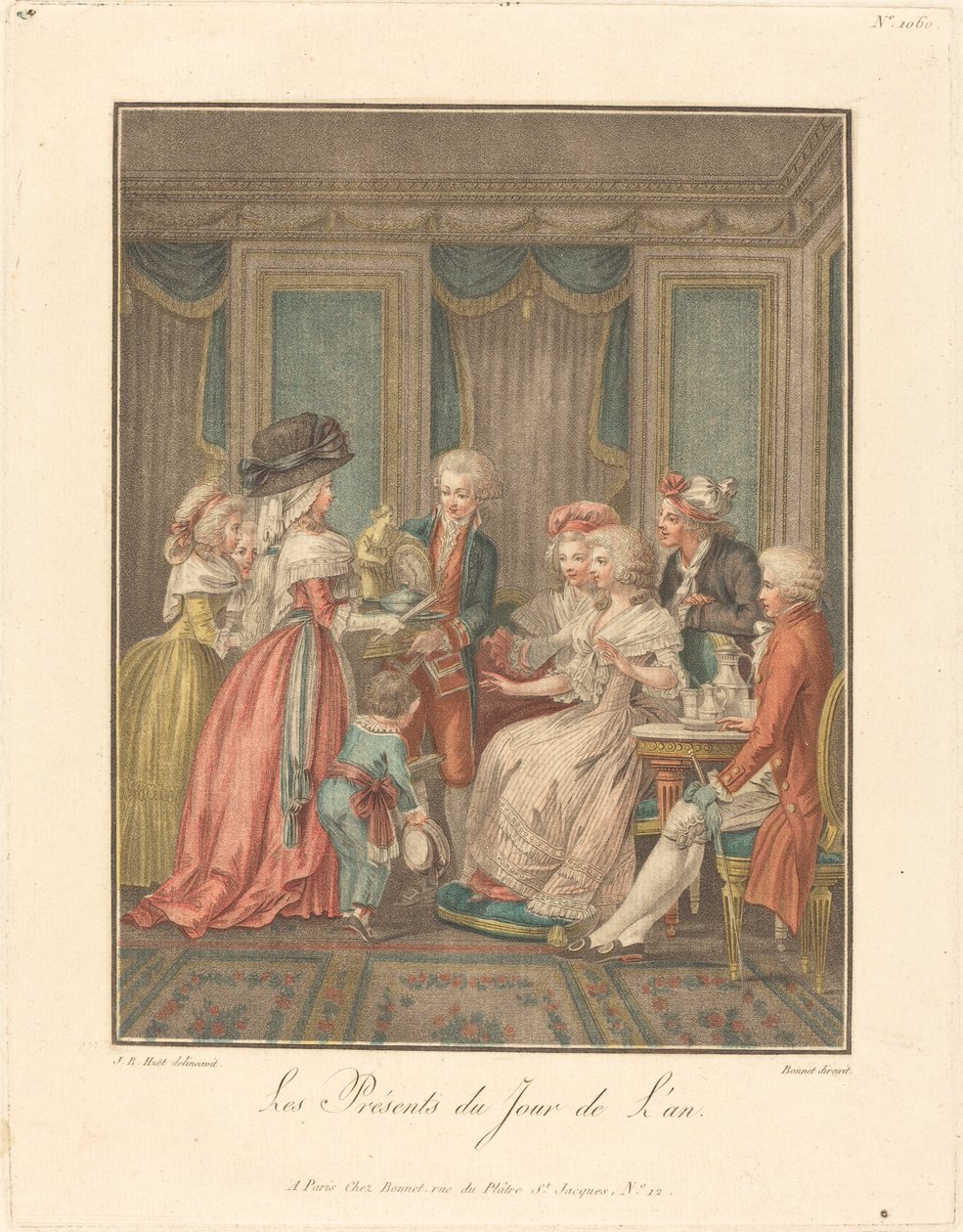 Nyårspresenter av Louis Marin Bonnet after Jean Baptiste Hüet, I