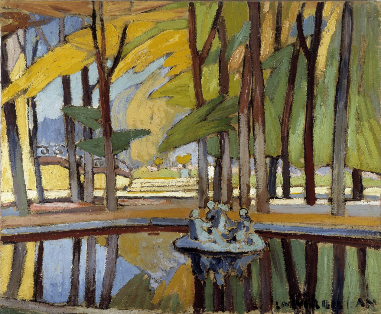 Bassäng i parken i Versailles Målning av Louis Mathieu Verdilhan (1875-1928) 1900-talet Obligatoriskt omnämnande: Samlingsstiftelsens hälsningar från Provence, Marseille av Louis Mathieu Verdilhan