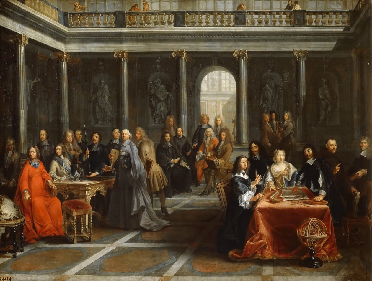 Drottning Christina av Sverige, omgiven av sitt hov av Louis Michel Dumesnil the Younger
