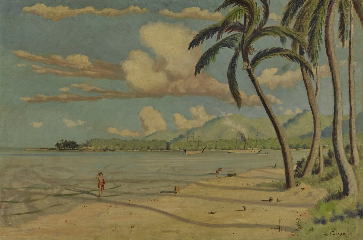 Stranden vid Apia, Samoa av Louis Michel Eilshemius