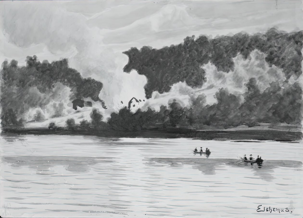 Brand sett från East Lyme, Connecticut, 1900. av Louis Michel Eilshemius