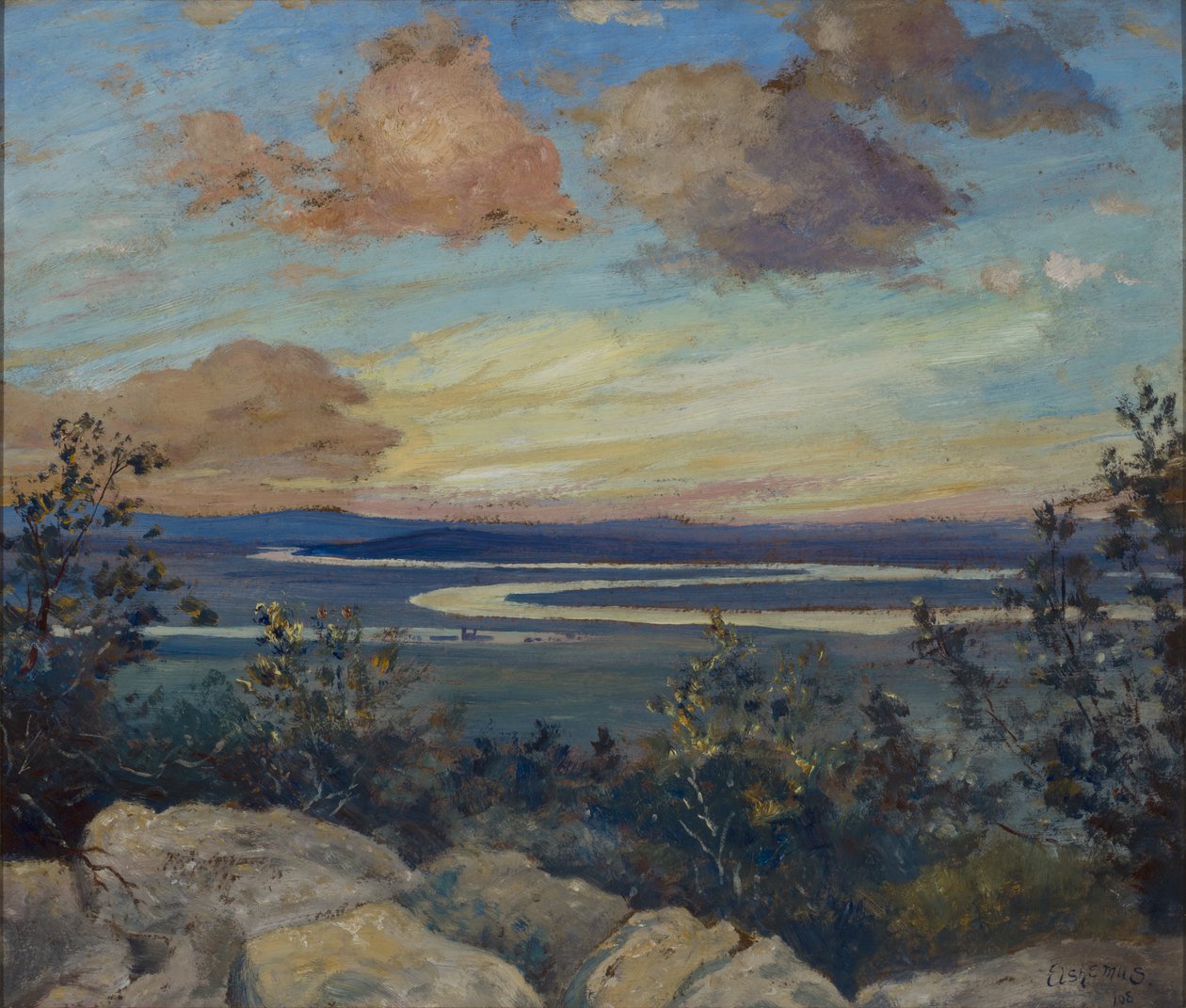 Meandrande flod av Louis Michel Eilshemius