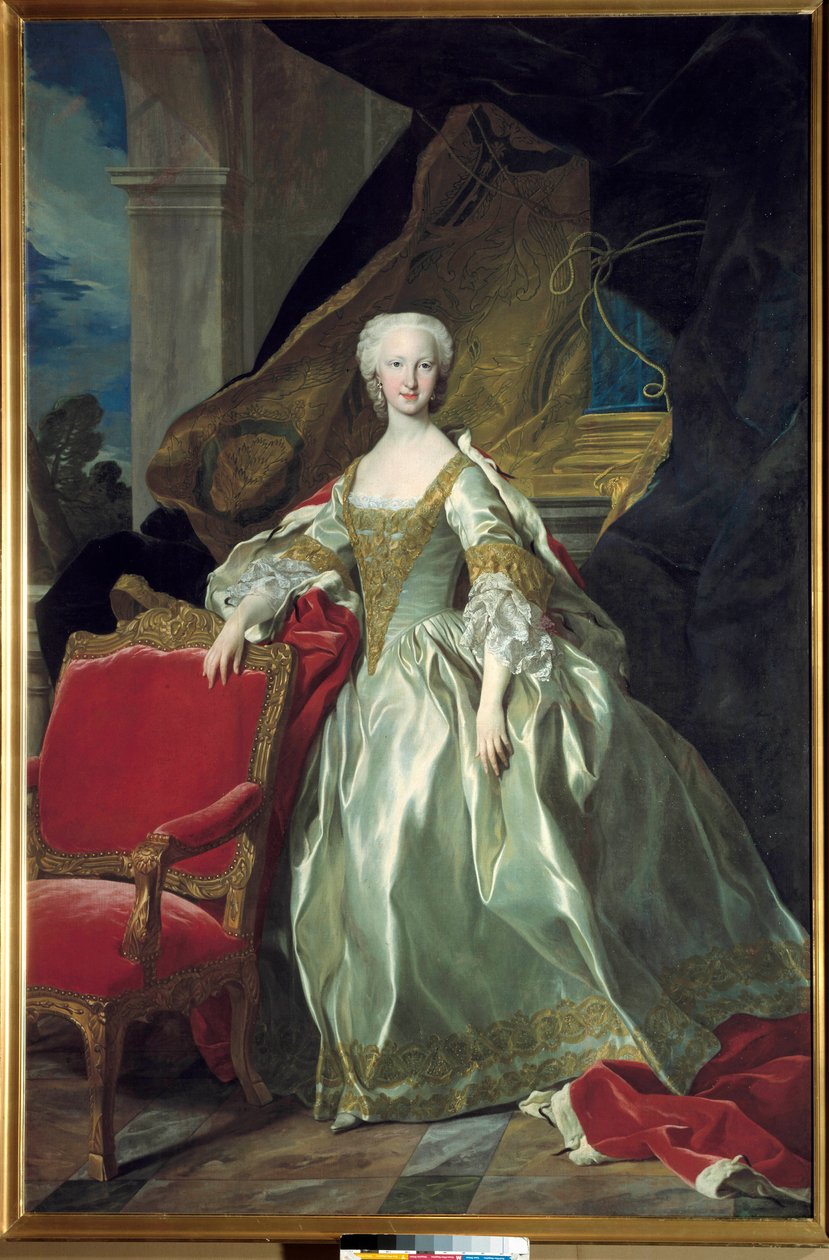 Hellängdsporträtt av Marie Therese (Marie-Therese) Raphaelle, Infanta av Spanien, Dauphine av Frankrike (1726 - 1746). Målning av Louis Michel Van Loo (1707 - 1771) av Louis Michel van Loo