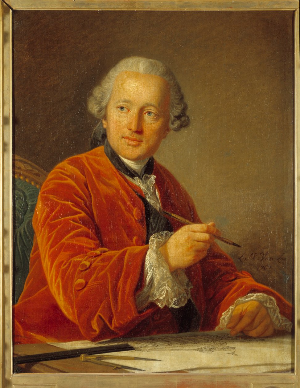 Porträtt av Germain Soufflot (1713-1780) arkitekt av Pantheon-målningen av Louis Michel van Loo (1707-1771) 1700-talet 0,79x0,62 m av Louis Michel van Loo