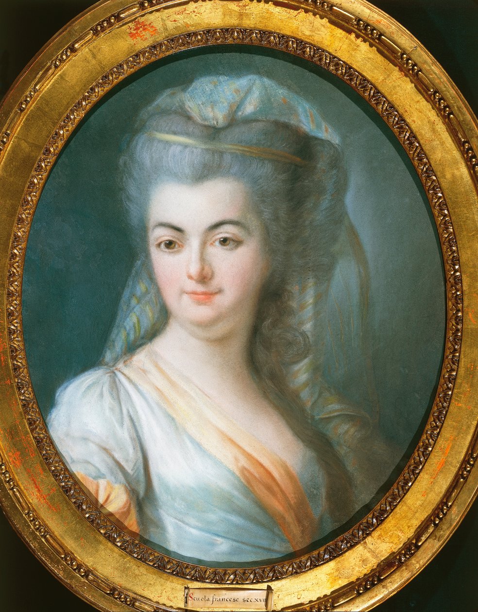 Porträtt av beslöjad kvinna av Louis Michel van Loo (1707-1771), pastell på pergament av Louis Michel van Loo
