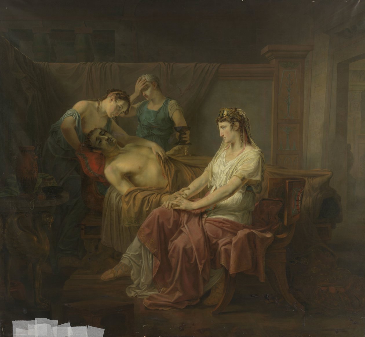 Den dödligt sårade Mark Anthony med Cleopatra av Louis Moritz