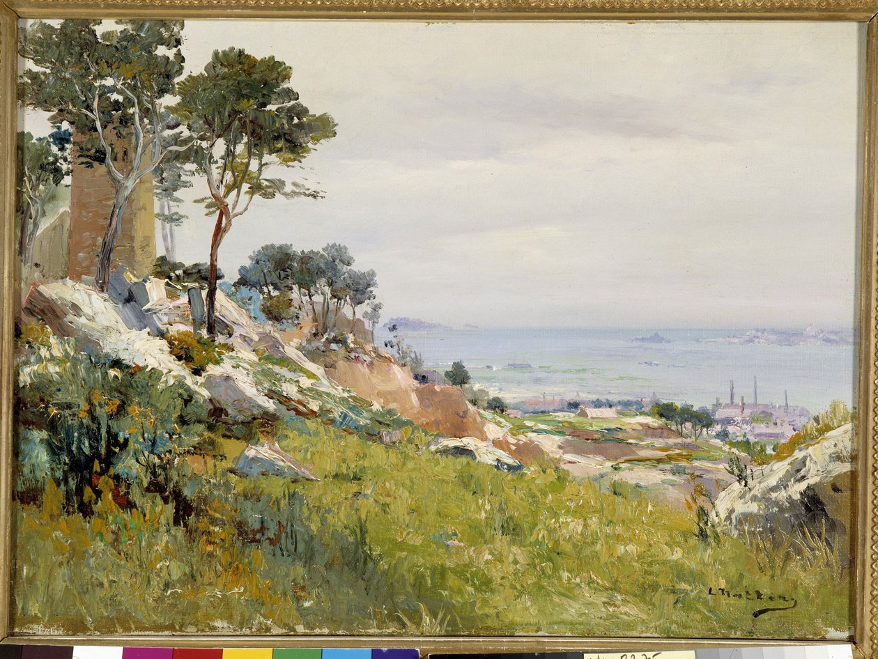 Utsikt över Friuli-öarna från Madragues höjder Målning av Louis Nttero (1875-1915) Obligatoriskt omnämnande: Samlingsstiftelsens hälsningar från Provence, Marseille av Louis Nattero