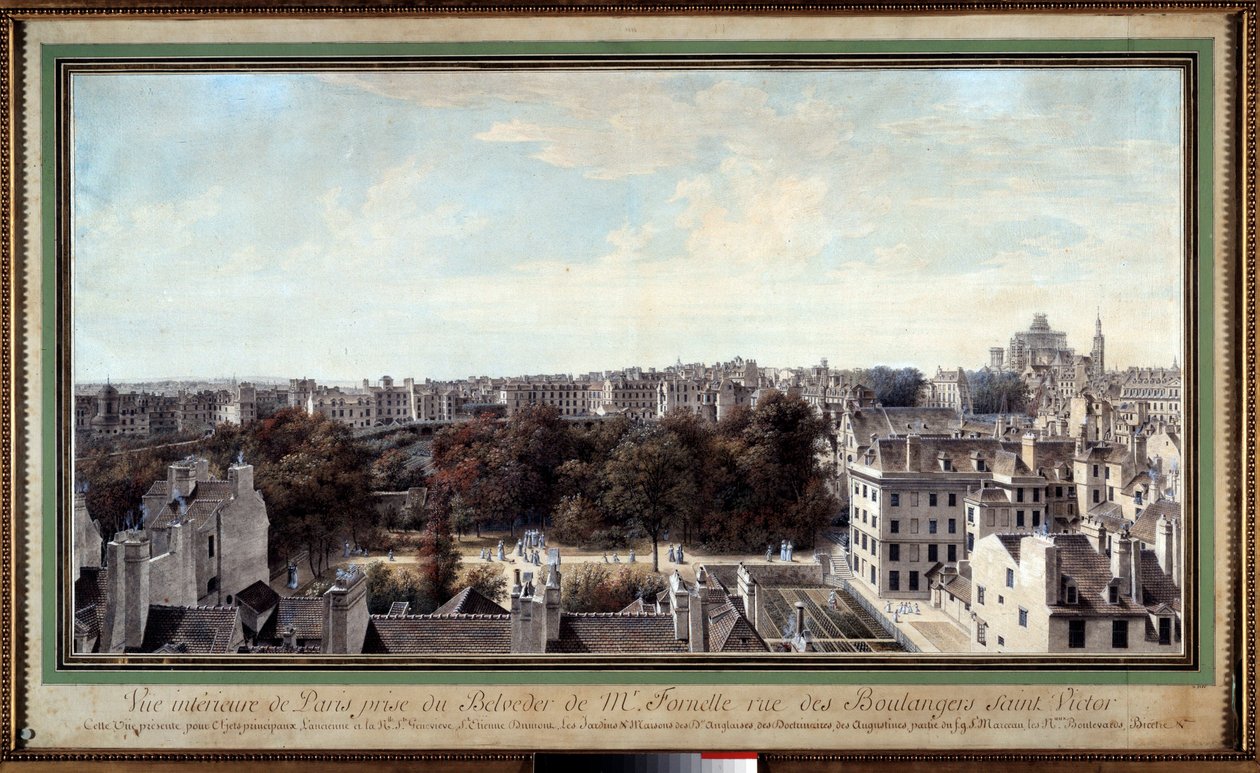 Utsikt över Paris tagen från Monsieur Fournelles belvedere, rue des Boulangers saint Victor Teckning av Louis de Lespinasse (1734-1808) Paris från 1700-talet. Karnevalsmuseet av Louis Nicolas de Lespinasse