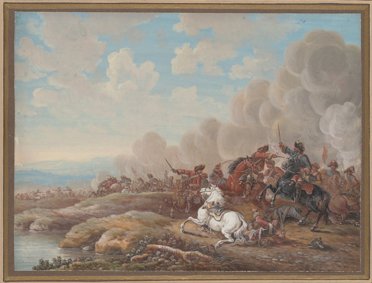 Kavalleristrid vid en flod av Louis Nicolas van Blarenberghe