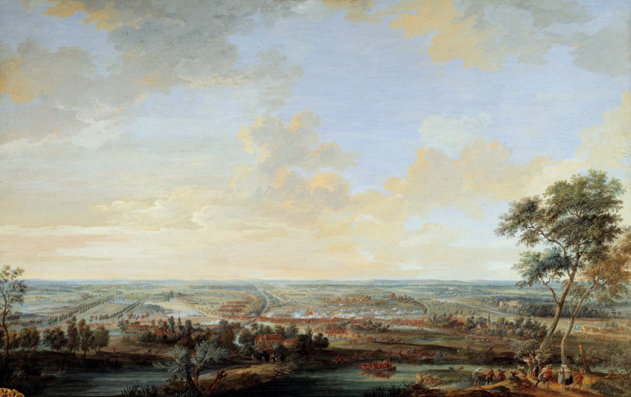 Österrikiska tronföljdskriget (1741-1748): "" Slaget vid Melle vunnet av Viscounten av Chayla, 9 juli av Louis Nicolas van Blarenberghe