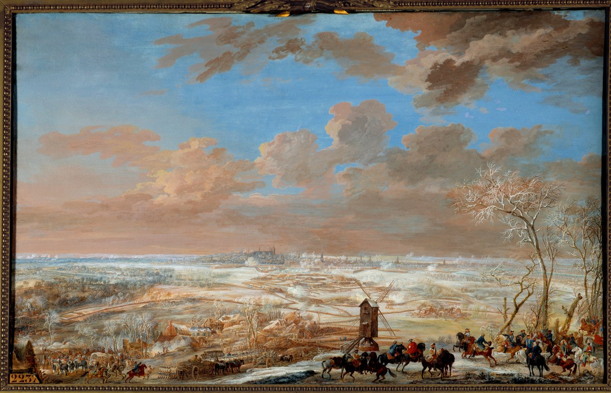Österrikes tronföljdskriget (1741-1748): "" Belägring av Bryssel under snön av marekalen i Sachsen från 7 till 20 februari 1746"" Gouache av Louis Nicolas Van Blarenberghe (1716-1794) 1781 Sön. 0,59x0,94 m Versailles, slottets museum av Louis Nicolas van Blarenberghe