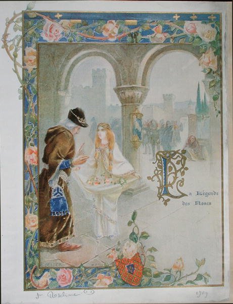 St. Rosalina av Villeneuve (1267-1329) c.1900 (färg litho) av Louis Ollier