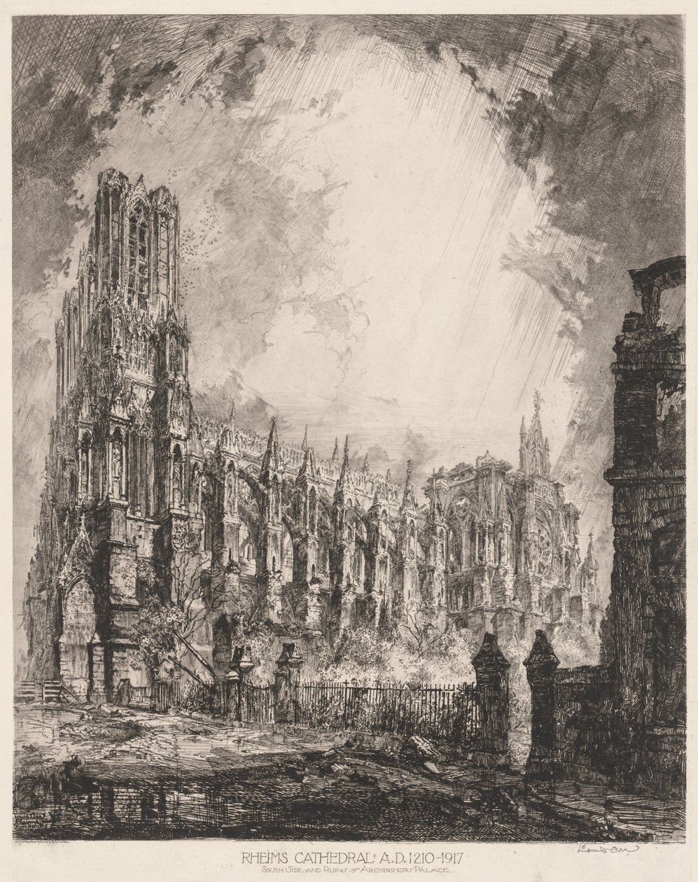 Reims katedral och ruinerna av ärkebiskopens palats av Louis Orr