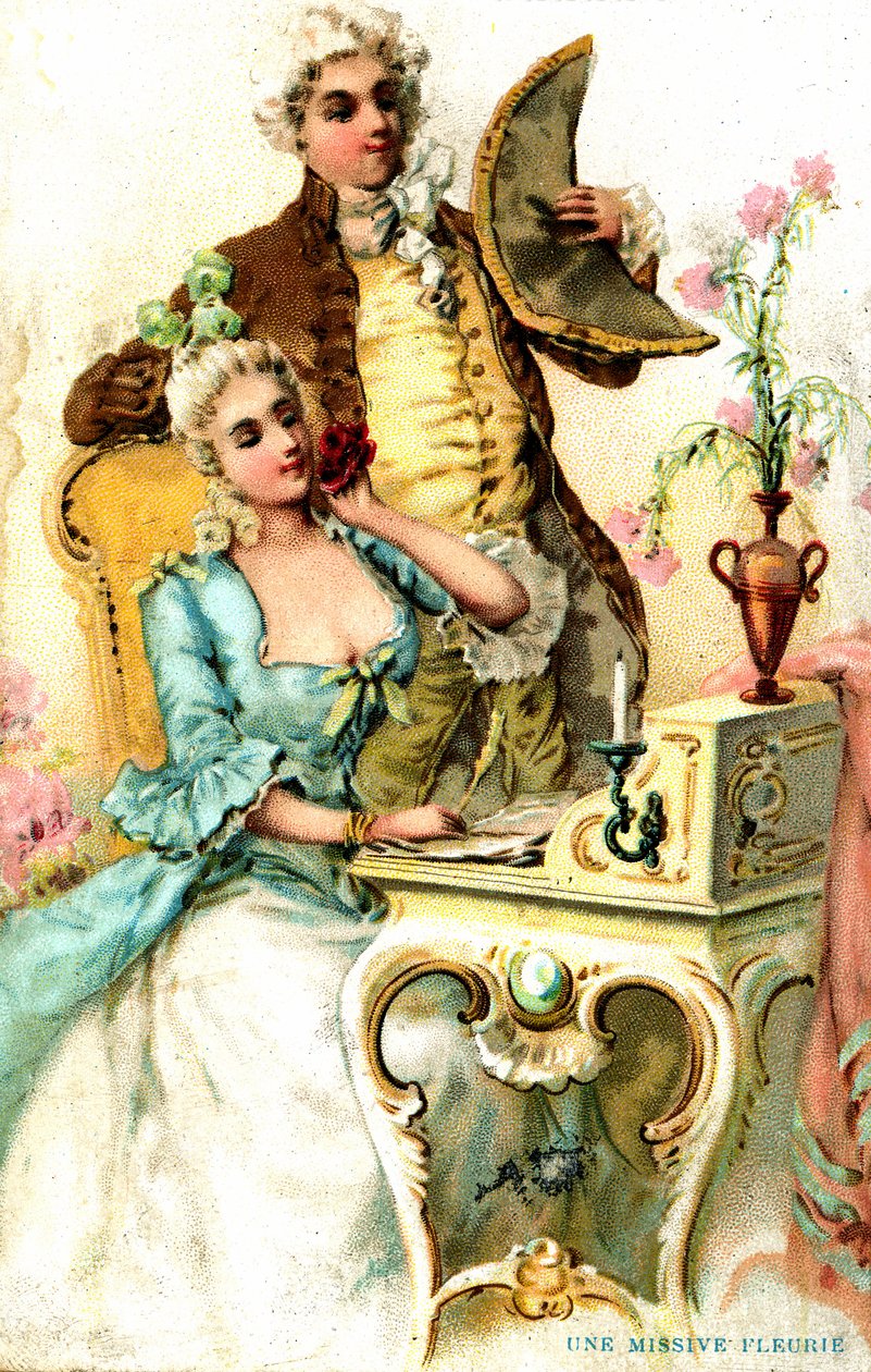 En blommig missive: Publicite 1874. Teckning tillskriven Louis Paul Pierre Dumont-1822-18 av Louis Paul Pierre Dumont