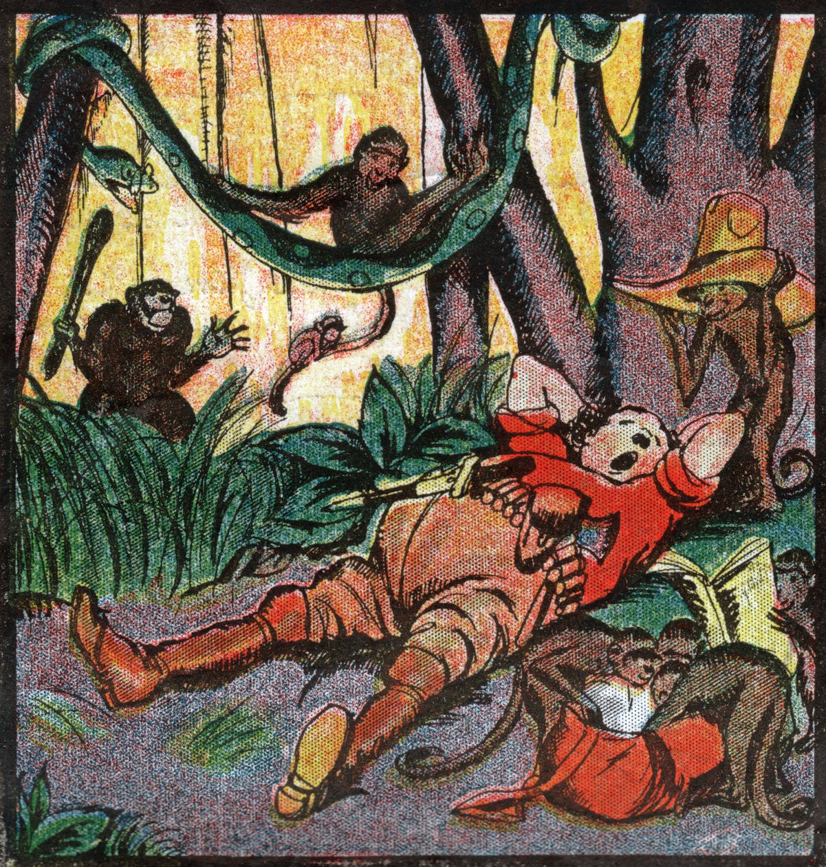 Nestor Fenleroc, europeisk nybyggare som jagar i Afrika. 1923 (gravyr) av Louis Peltier