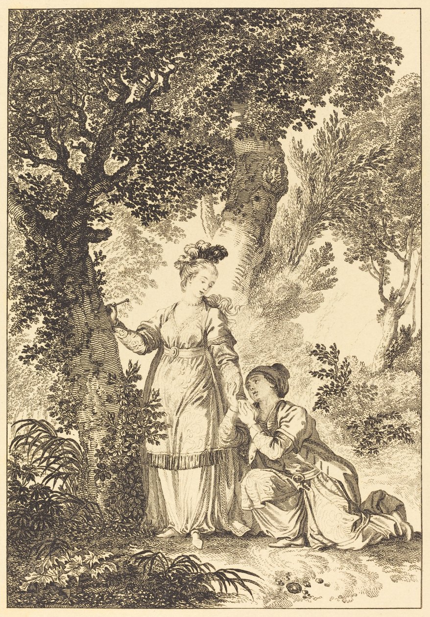 Bruden till kungen av Garbe: Trädet av Louis Petit after Jean Honoré Fragonard