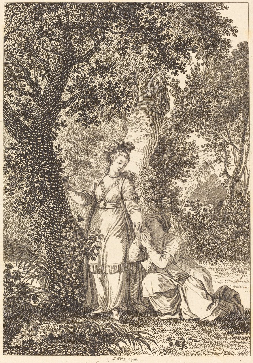 Bruden till kungen av Garbe: Trädet av Louis Petit after Jean Honoré Fragonard