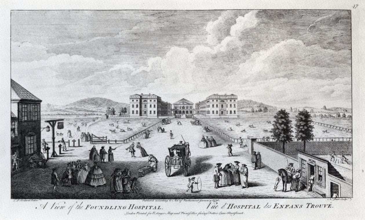 A View of the Foundling Hospital, graverad av Nathaniel Parr, 1750 av Louis Philippe Boitard